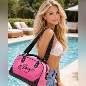 Juicy Couture Raising Star Bowler Bag Hot Pink/Black